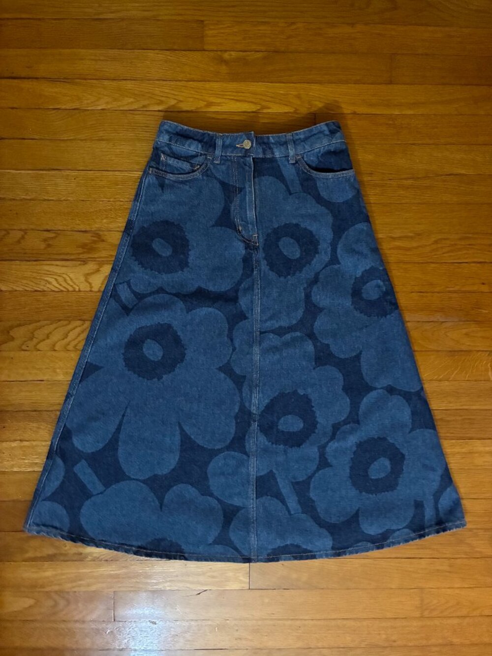 Marimekko Maridenim Suoritus Unikko Skirt – Iconic Floral Denim